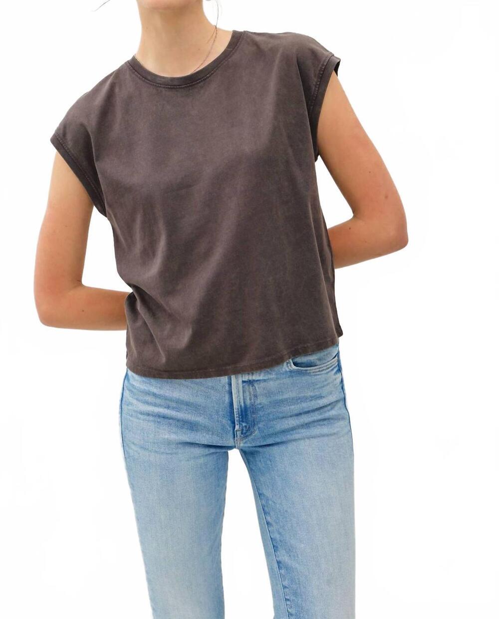 NEW BE COOL linny acid wash cap tee in charcoal